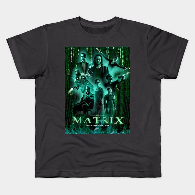 Matrix artwork Kids T-Shirt by SAN ART STUDIO 